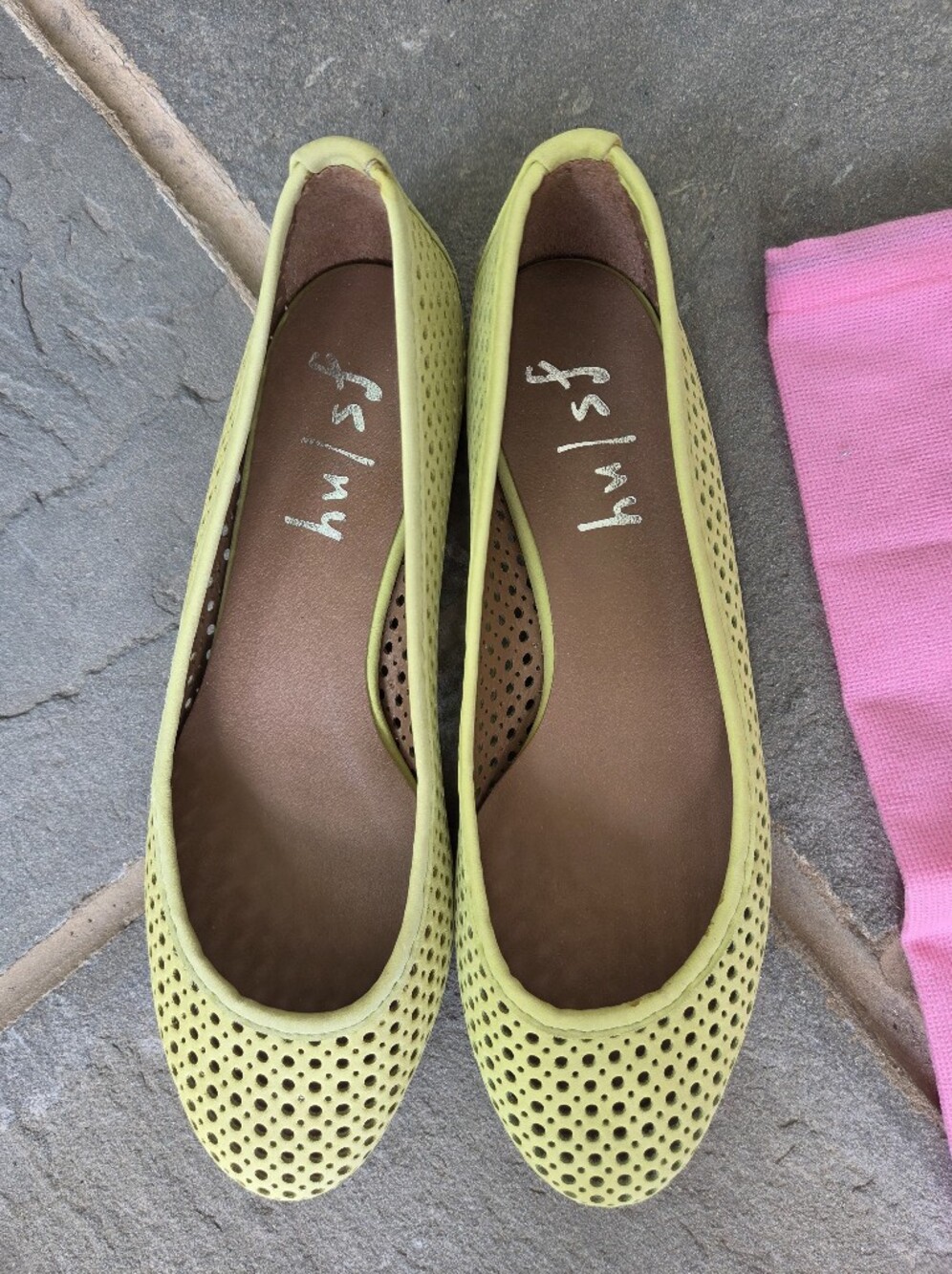 FS/NY Green Leather Ballet Flats & Stor. Bag, New Never Worn Mint Condition Sz 8